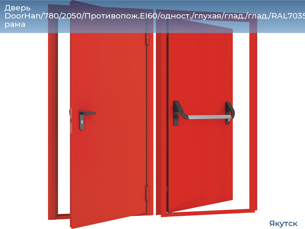 Дверь DoorHan/780/2050/Противопож.EI60/одност./глухая/глад./глад./RAL7035/лев./угл. рама, yakutsk.doorhan.ru