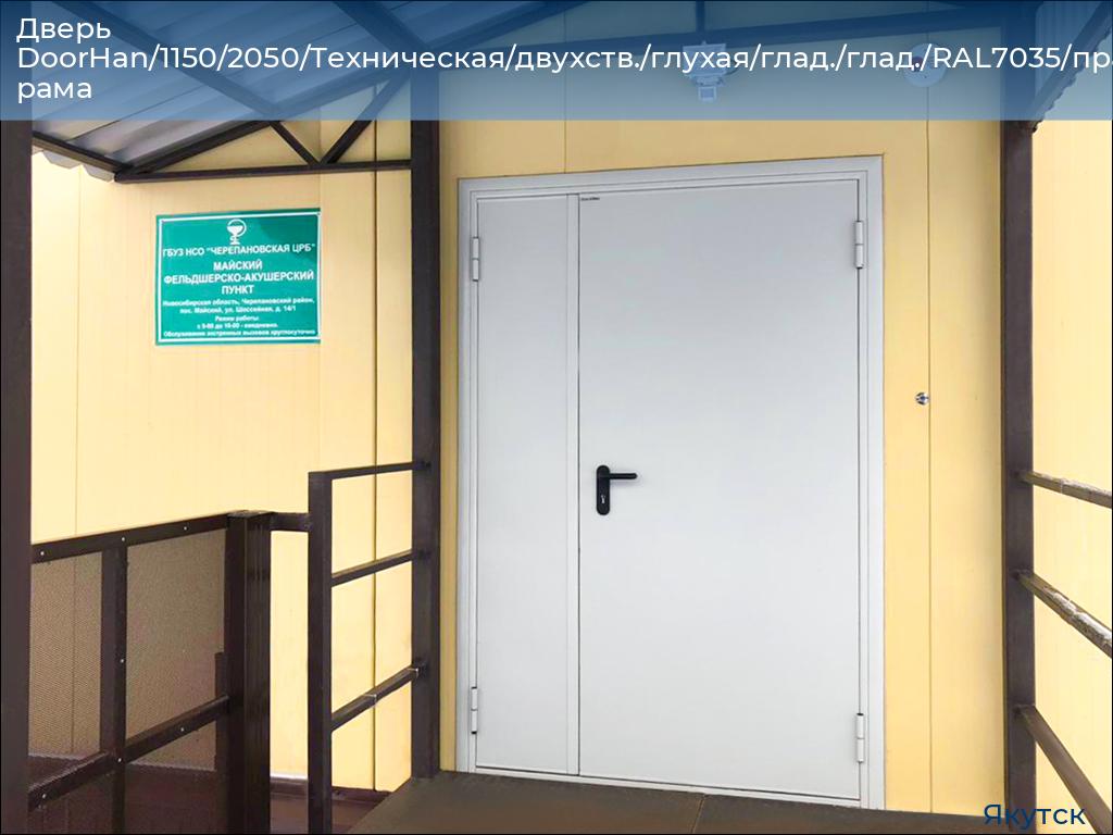 Дверь DoorHan/1150/2050/Техническая/двухств./глухая/глад./глад./RAL7035/прав./угл. рама, yakutsk.doorhan.ru