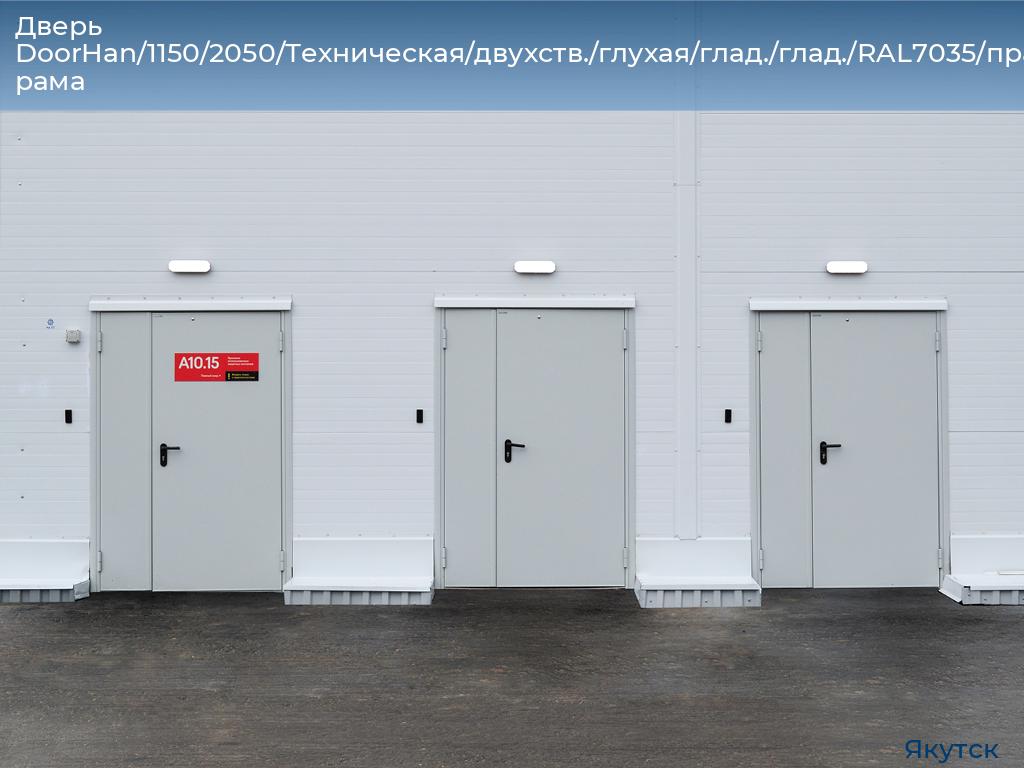 Дверь DoorHan/1150/2050/Техническая/двухств./глухая/глад./глад./RAL7035/прав./угл. рама, yakutsk.doorhan.ru