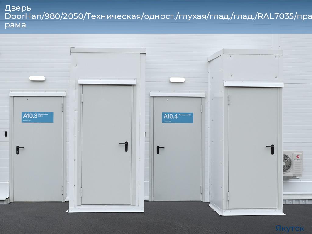 Дверь DoorHan/980/2050/Техническая/одност./глухая/глад./глад./RAL7035/прав./угл. рама, yakutsk.doorhan.ru