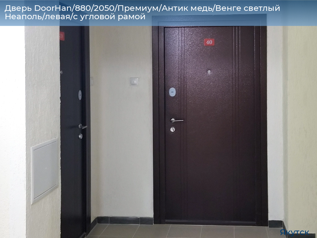 Дверь DoorHan/880/2050/Премиум/Антик медь/Венге светлый Неаполь/левая/с угловой рамой, yakutsk.doorhan.ru