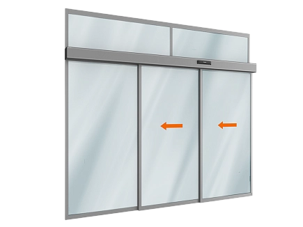 Комплект телескопической двери (две подвижные и одна подвижная лайтстворки и фрамуга) для привода ad-sp-telescope